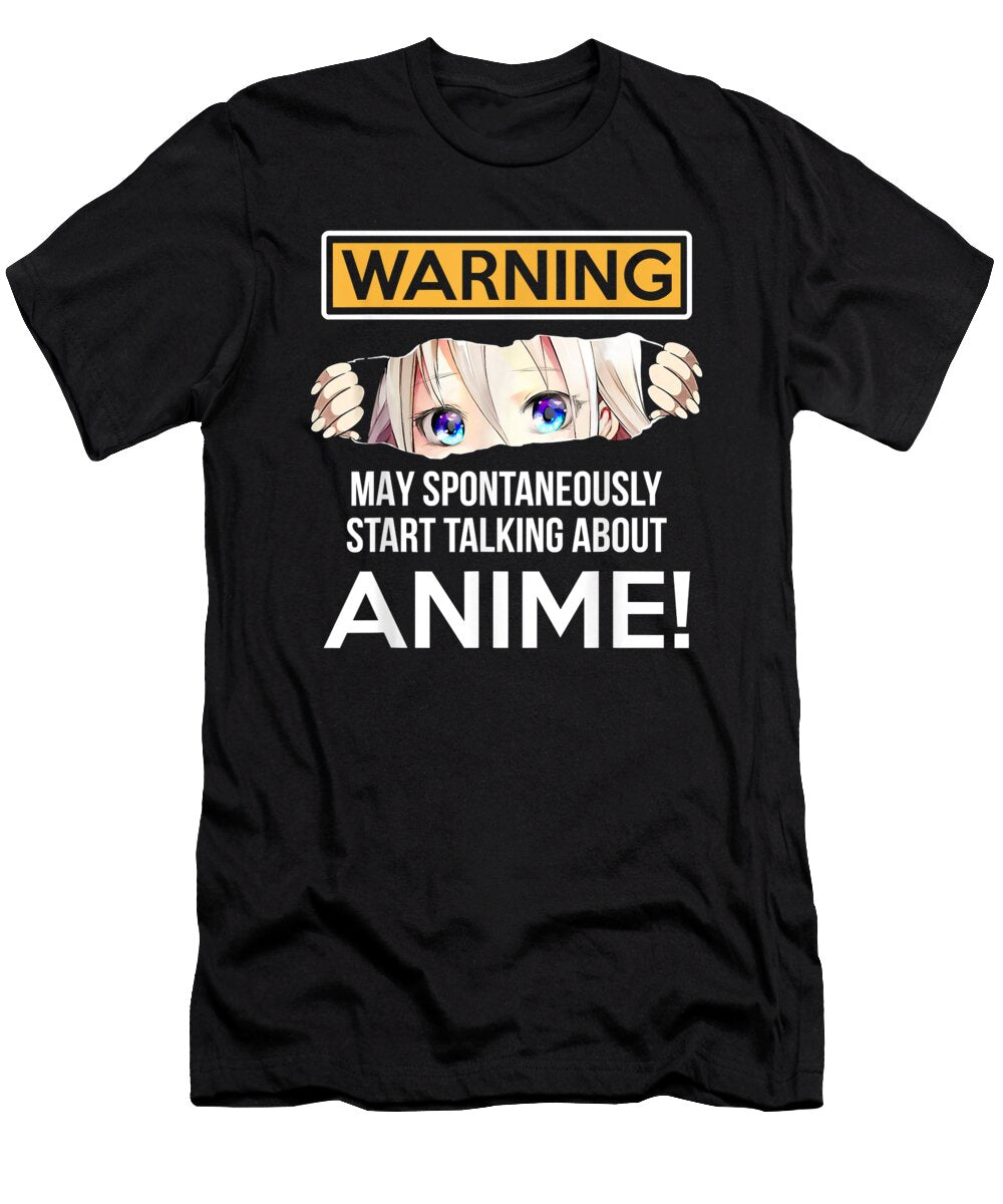 Warning May Spontaneously Talk About Anime Funny Manga Girl Cute Ezone Prints T-Shirt