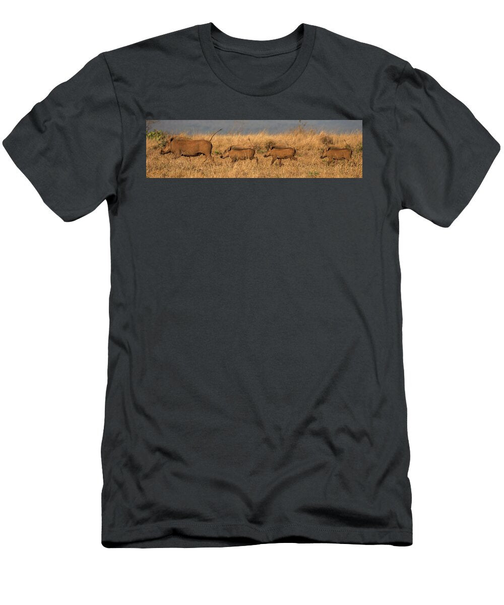 Warthog Sounder on the Move Zimanga Game Reserve Ann Steve Toon Natureplcom T-Shirt