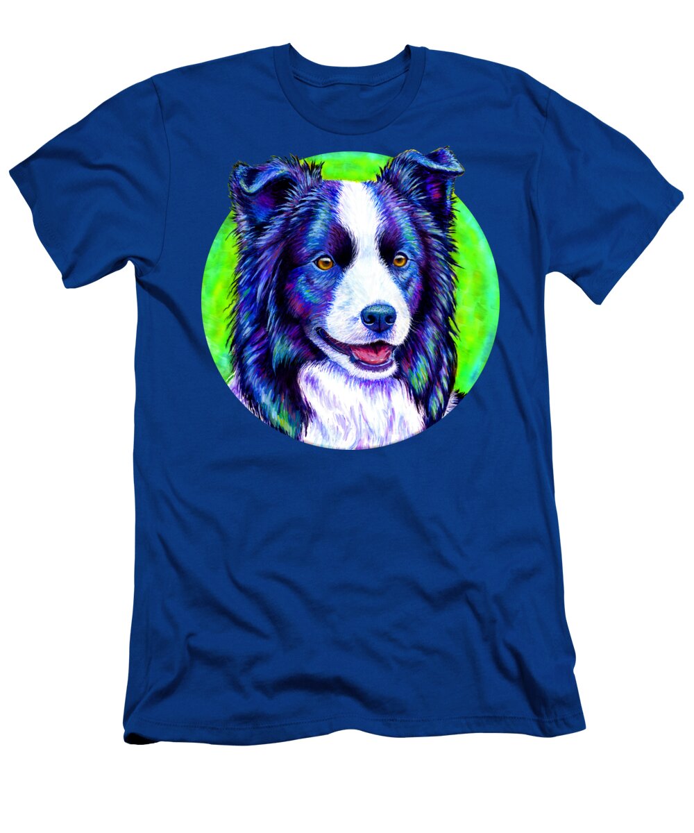 Watchful Eye Colorful Border Collie Dog Rebecca Wang T-Shirt