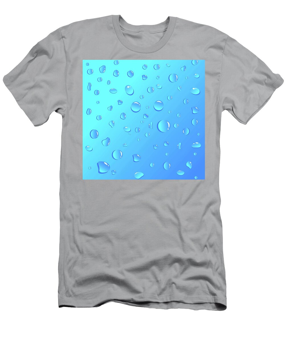 Water Droplets on Blue Background Tom Hill T-Shirt