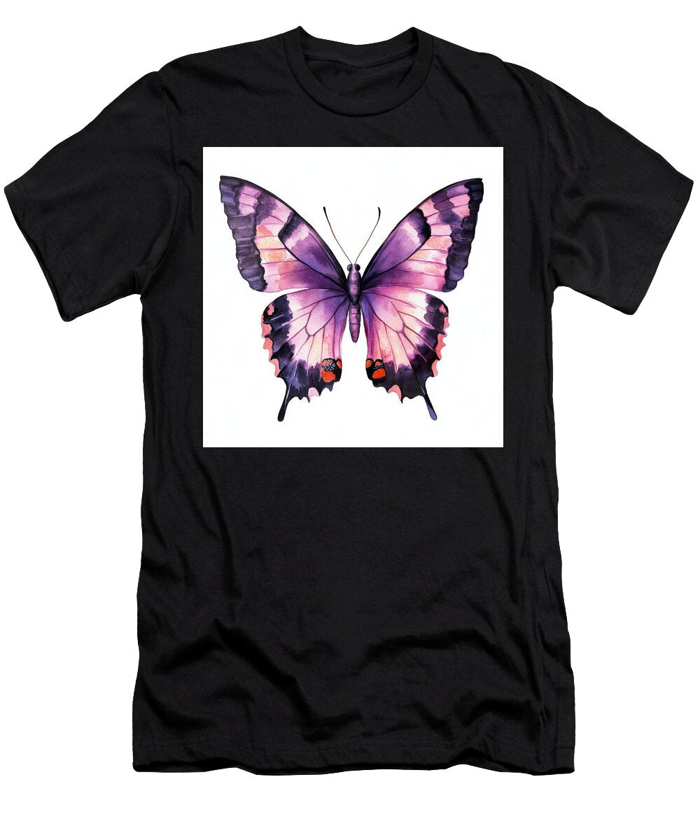 Watercolor Painting of a Purple and Pink Butterfly Maverick Junk T-Shirt
