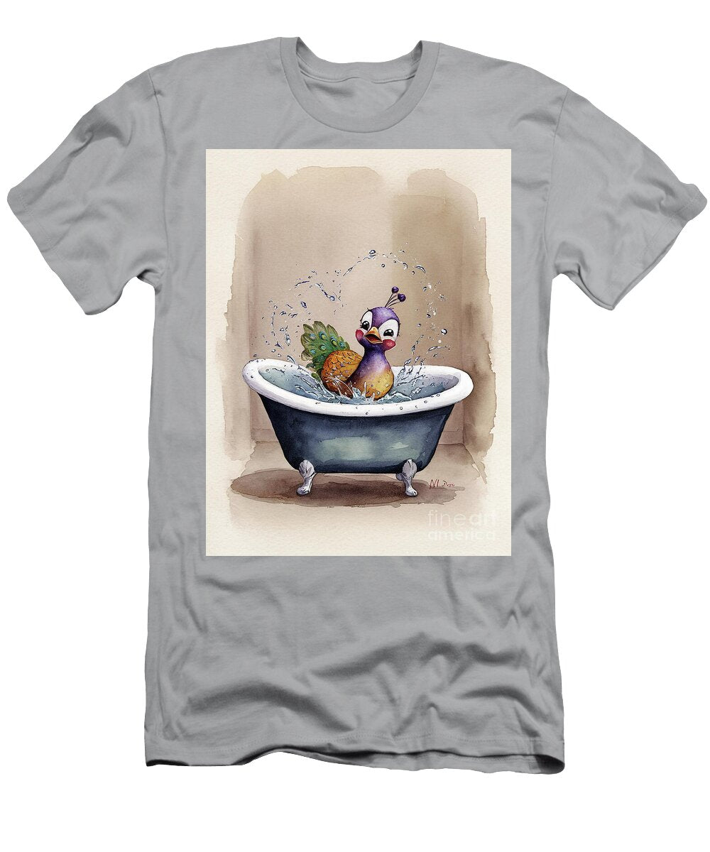 Watercolor Peacock Animal Bathtub Adrien Efren T-Shirt