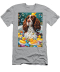 Welsh Springer Spaniel Dog Frolicking in a Bubbly Bathtub Adrien Efren T-Shirt