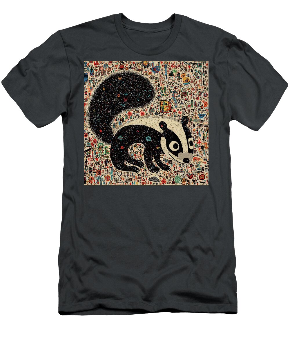 Whimsical Black and White Skunk Fabrizio Cassetta T-Shirt
