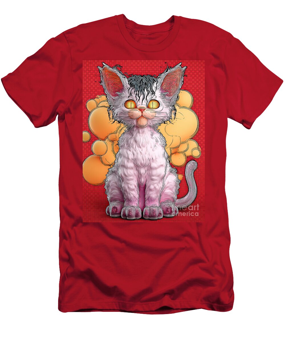 Whimsical Cat with Orange Eyes Grafititee S T-Shirt