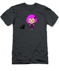 Whimsical Girl and Cat in Pink and Purple Barefoot Bodeez Art T-Shirt