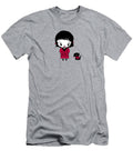 Whimsical Girl and Her Pet Dog in Black and Red Barefoot Bodeez Art T-Shirt