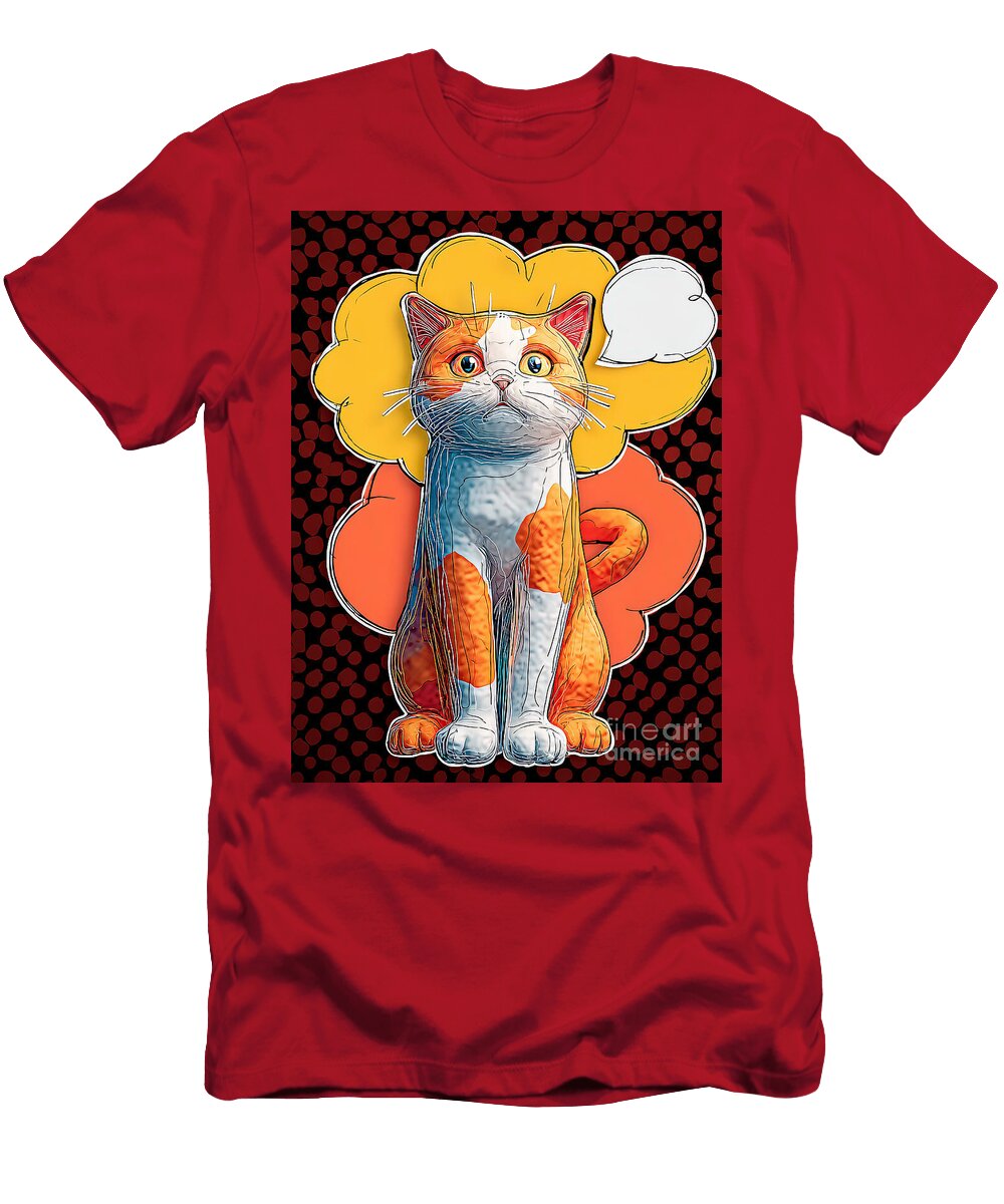 Whimsical Orange and White Cat Grafititee S T-Shirt