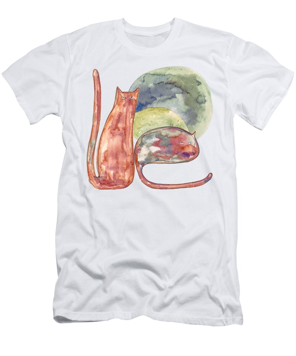 Whimsical Watercolor Cats Mounir Khalfouf T-Shirt