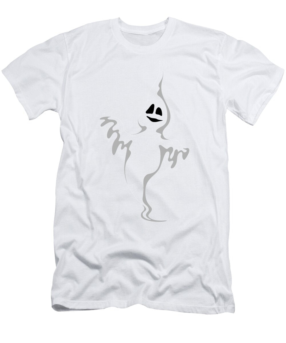 Whimsical White Ghost with Playful Look Print on Demand T-Shirt