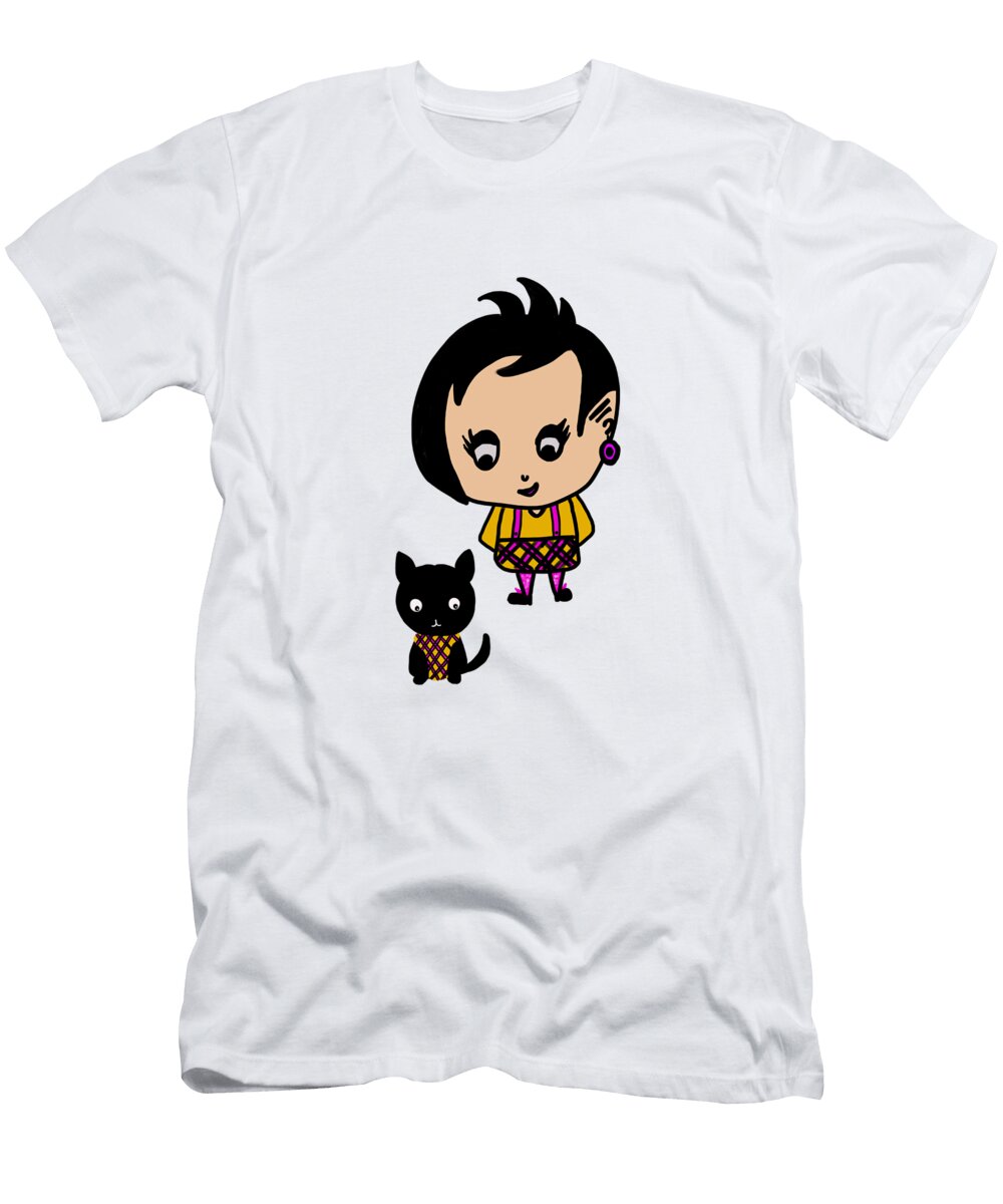 Whimsy Girl and Dog in Tartan Barefoot Bodeez Art T-Shirt