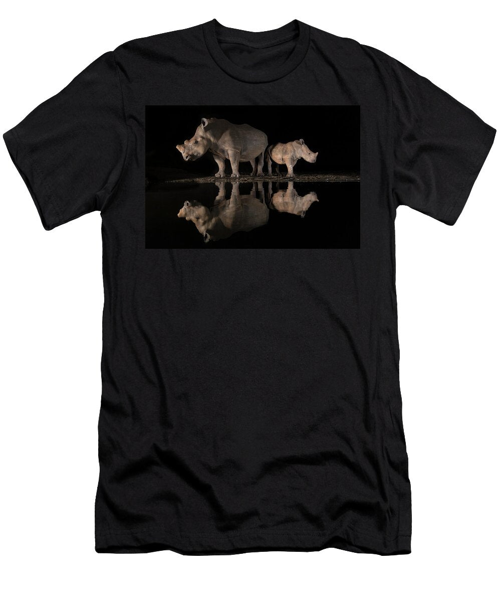 White Rhino Female and Calf Looking in Opposite Directions Ann Steve Toon Natureplcom T-Shirt