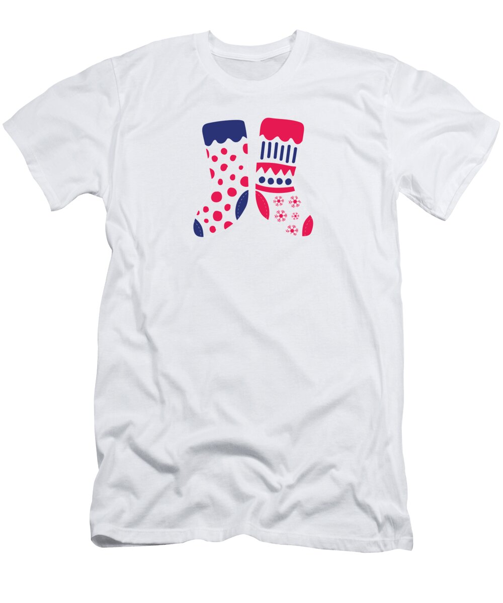 White Small Socks Fun Accessories Pattern Chuckle Tuckle T-Shirt