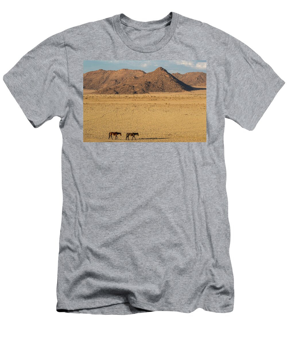 Wild Horses in Desert Aus Namibia February Ann Steve Toon Natureplcom T-Shirt