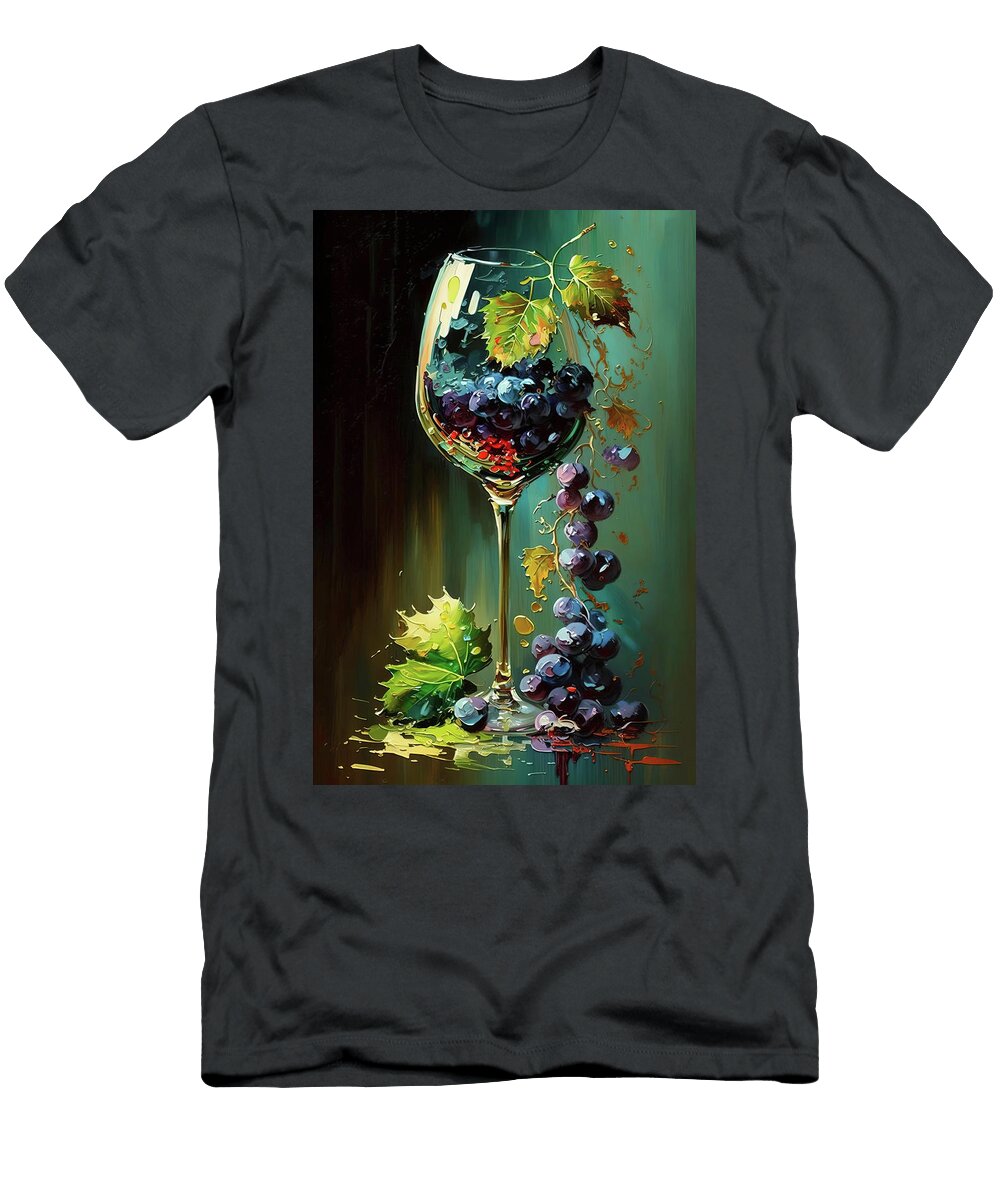 Wine Glass and Grapes Iii Athena Mckinzie T-Shirt