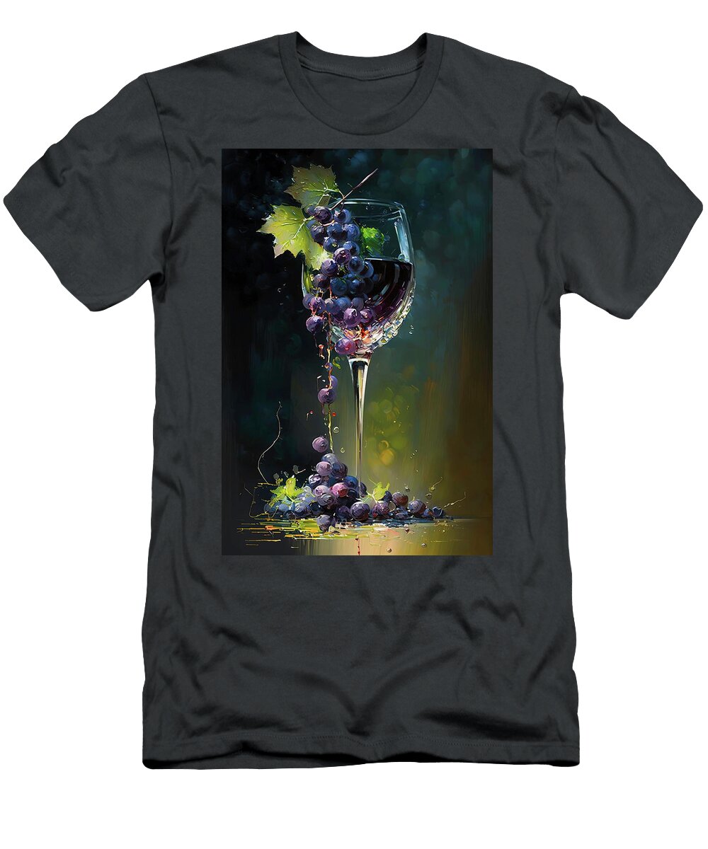 Wine Glass with Grapes Athena Mckinzie T-Shirt