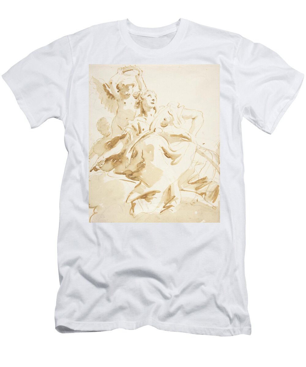 Winged Putto Crowning a Seated Woman Who Looks Upward Giovanni Battista Tiepolo T-Shirt