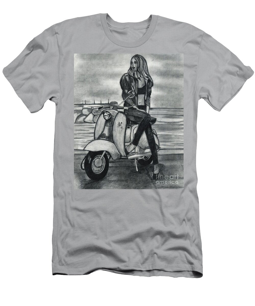 Woman on Her Scooter Bobby Dar T-Shirt