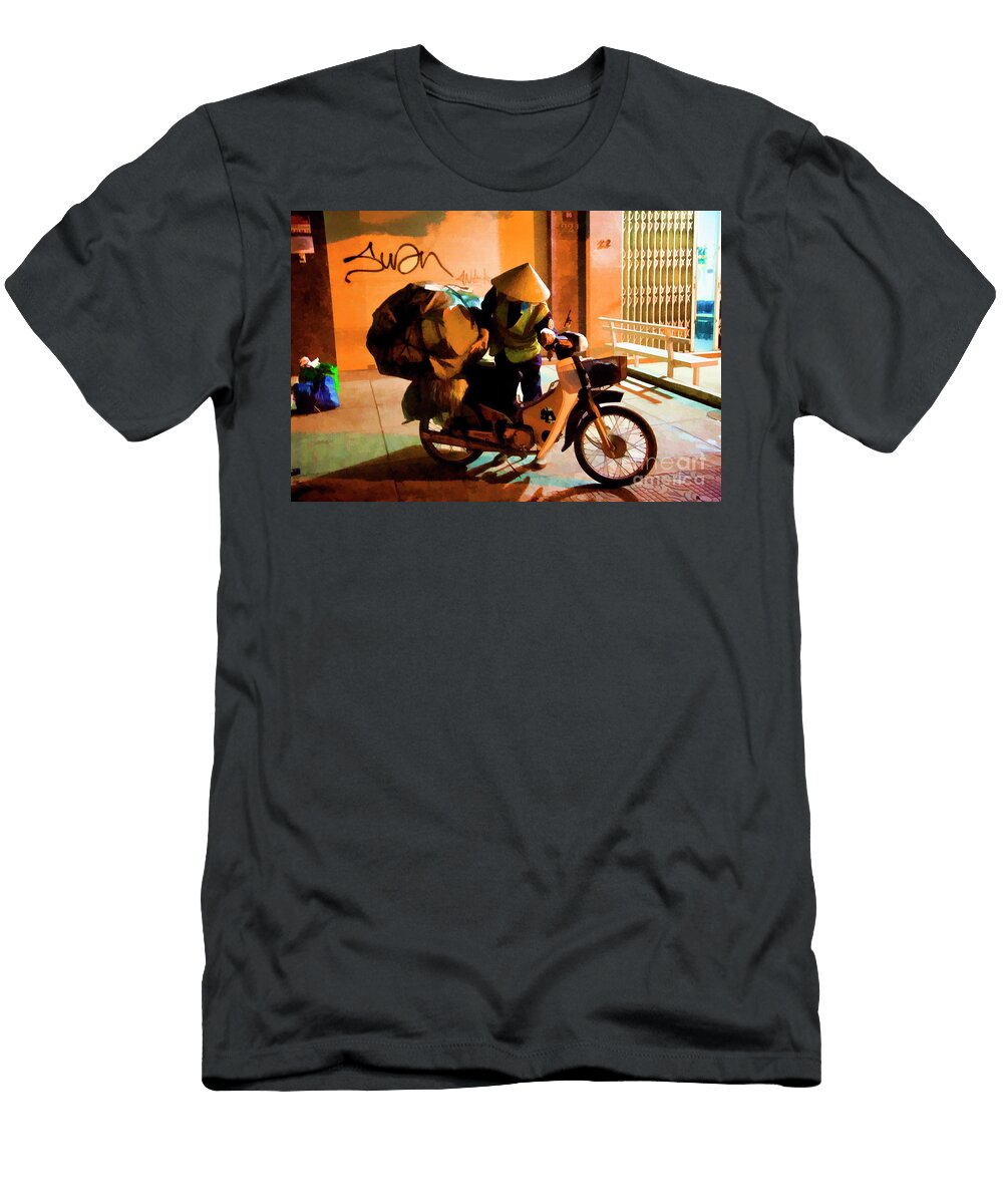 Woman Vietnamese Scooter Loaded End of the Day Chuck Kuhn T-Shirt