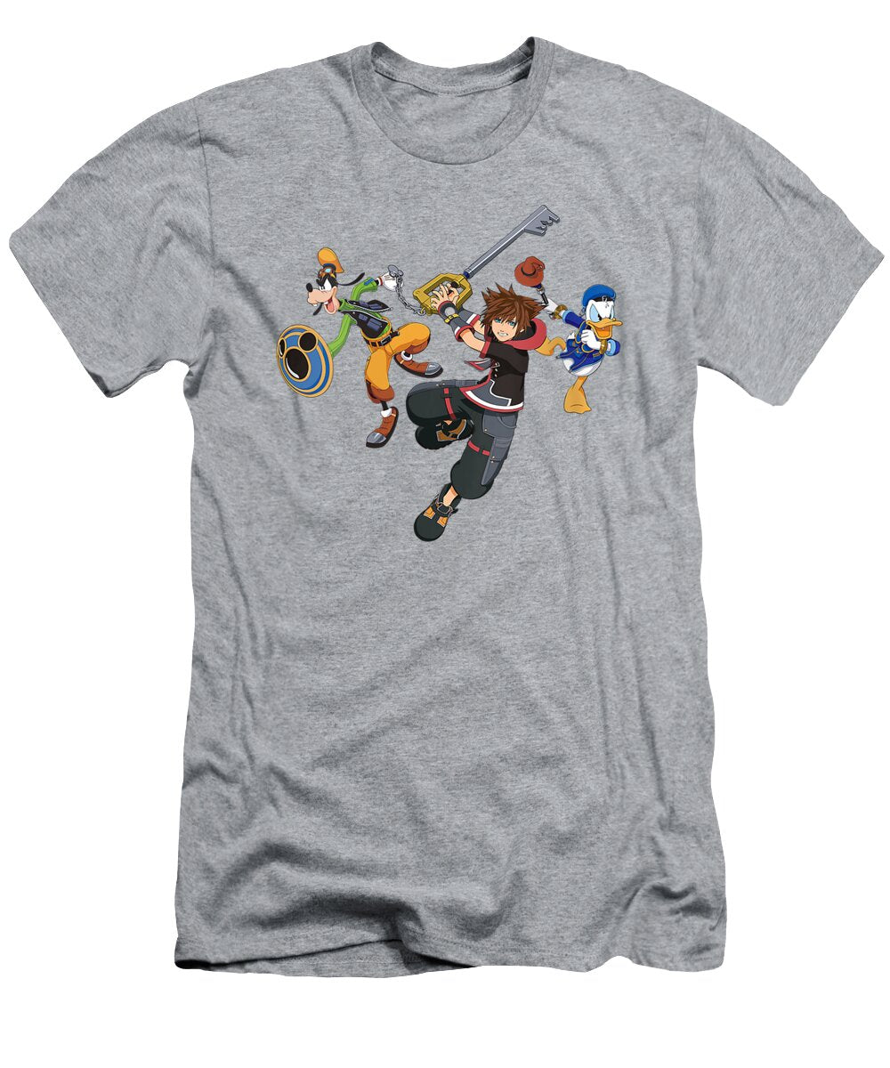Womens Disney Kingdom Hearts Sora Donald Goofy Action Pose Ahryal Angel T-Shirt