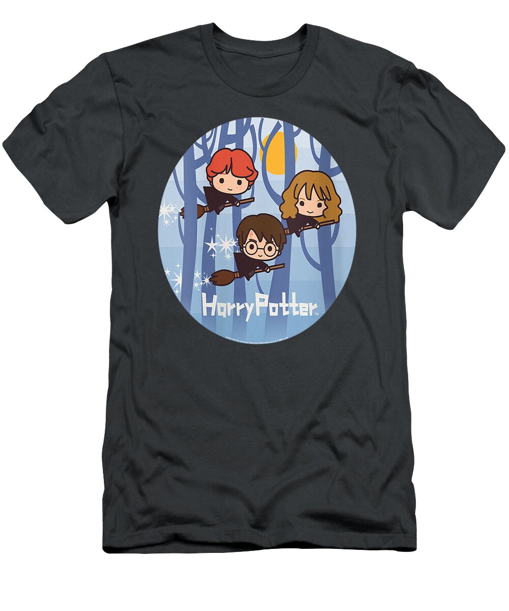 Womens Harry Potter Chibi Trio Flying on Broomsticks Deiviu Brie T-Shirt