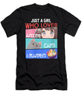 Womens Just a Girl Who Loves Anime Cats Ramen Lover Kawaii Otaku V Neck Funny Ezone Prints T-Shirt